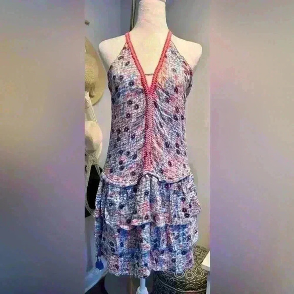 NWT-POUPETTE ST BARTH-Bety Tiered Floral Mini Dress-Size M - Picture 1 of 8